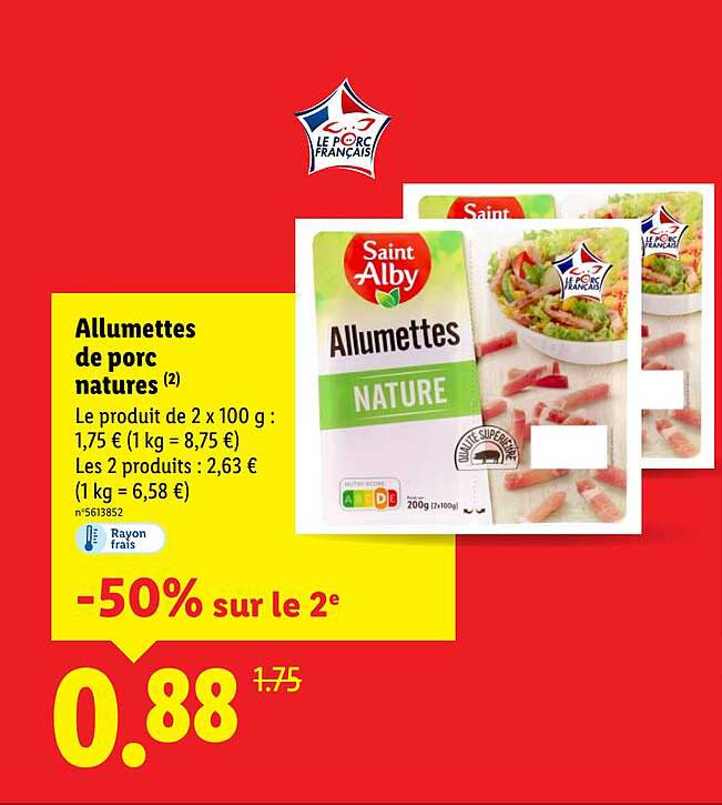 Allumettes de porc natures