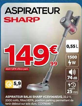 ASPIRATEUR BALAI SHARP VCSV06AEUG