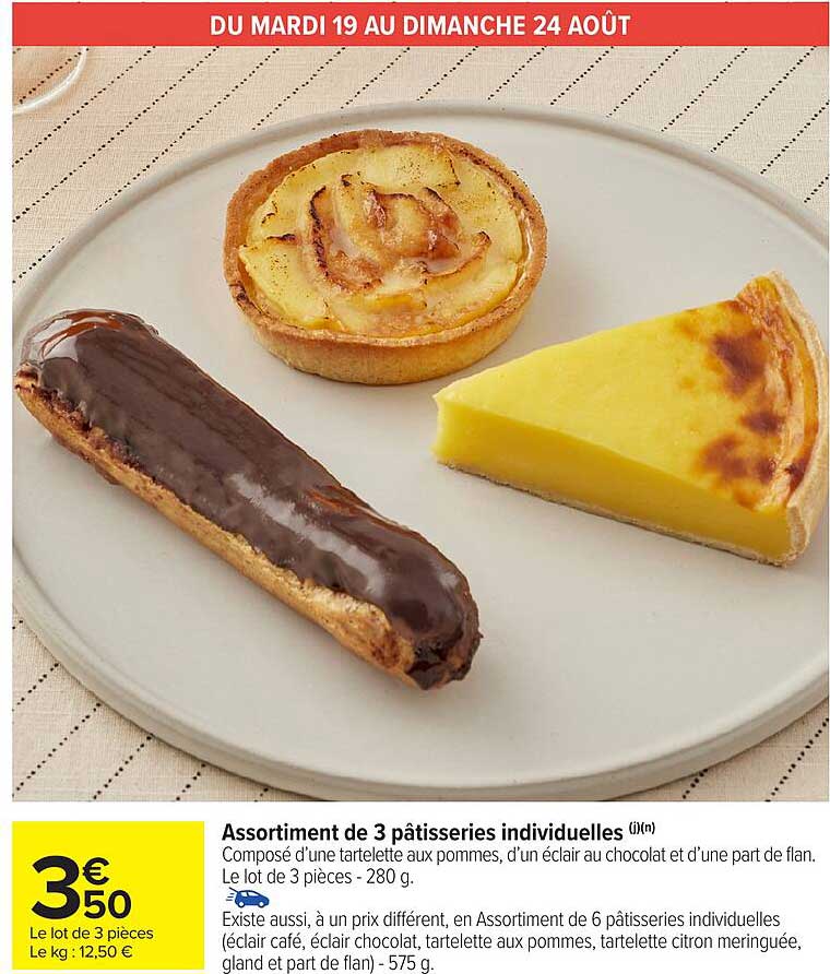 Assortiment de 3 pâtisseries individuelles
