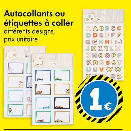 Autocollants ou étiquettes à coller différents designs, prix unitaire