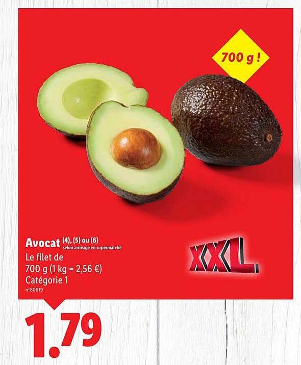 Avocat (4), (5) ou (6) selon arrivage en supermarché