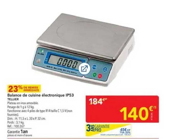 Balance de cuisine électronique IP53 TELLIER