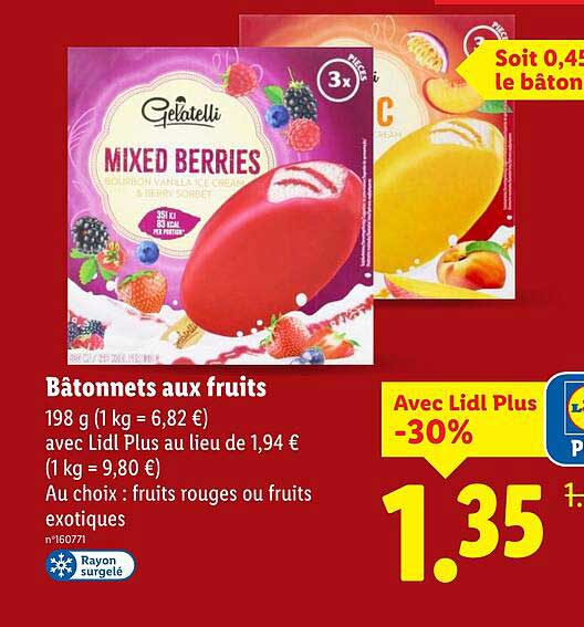 Bâtonnets aux fruits