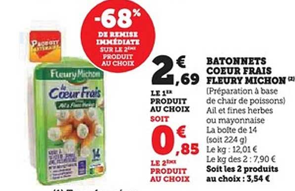 BATONNETS COEUR FRAIS FLEURY MICHON
