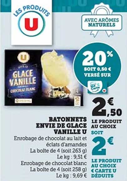 BATONNETS ENVIE DE GLACE VANILLE U