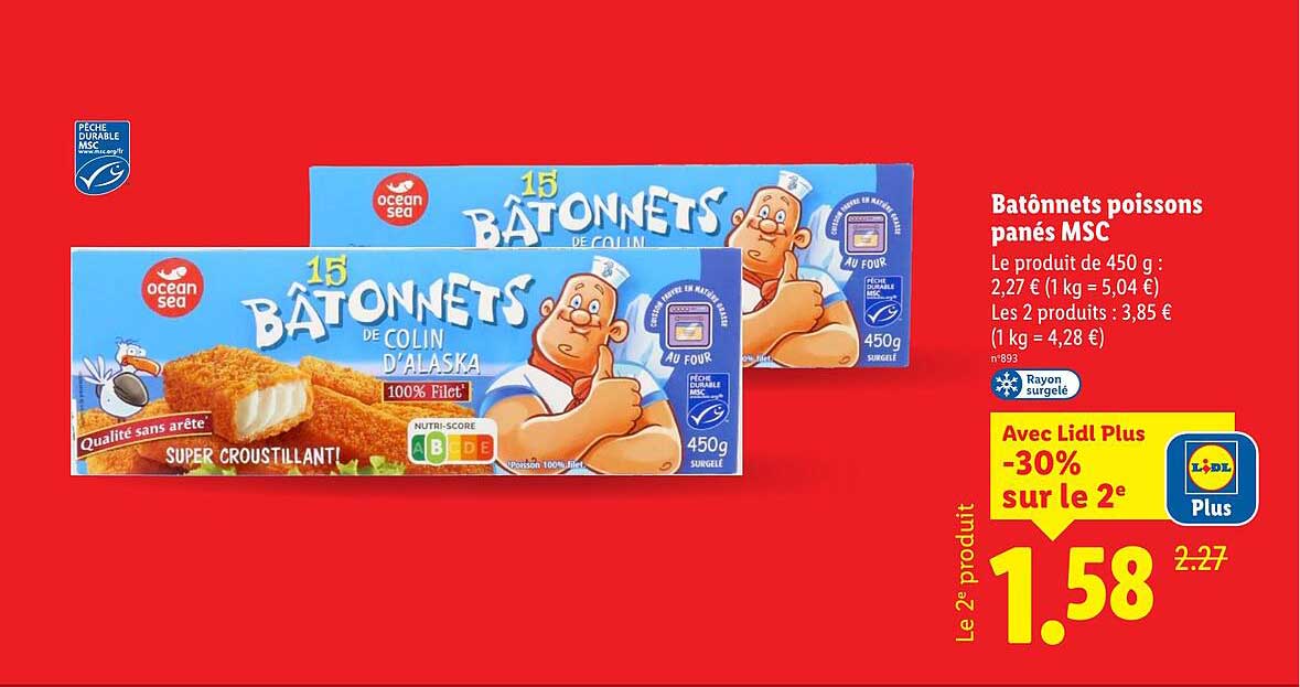 Bâtonnets poissons panés MSC