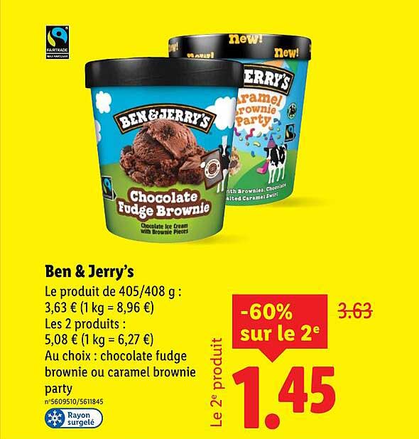 Ben & Jerry’s -60% sur le 2ème produit