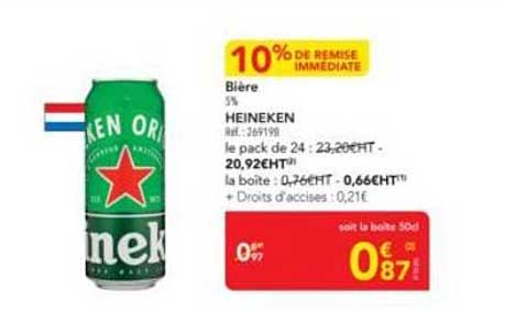 Bières Heineken - 10% de remise immédiate