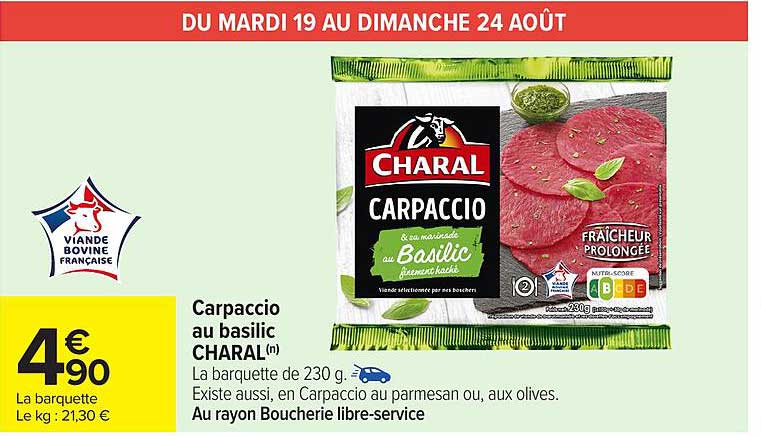 Carpaccio au basilic CHARAL