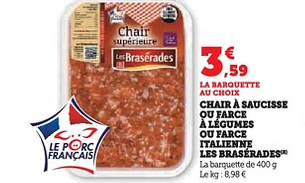CHAIR À SAUCISSE OU FARCE À LÉGUMES OU FARCE ITALIENNE LES BRASERADES