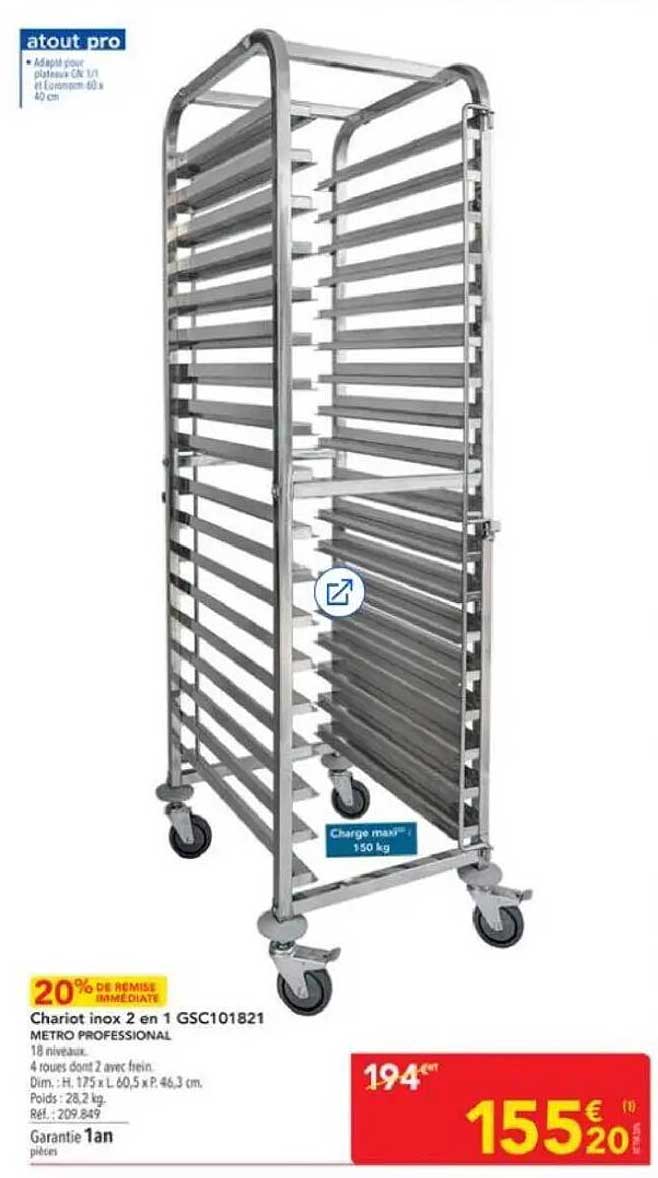 Chariot inox 2 en 1 GSC101821