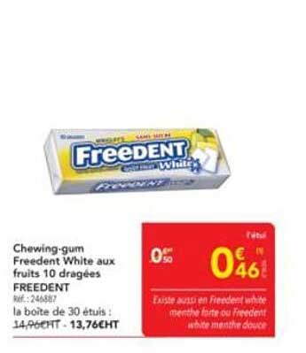 Chewing-gum Freedent White aux fruits 10 dragées