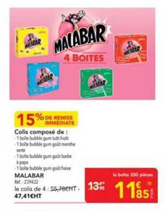 Colis de 4 boîtes de Malabar
