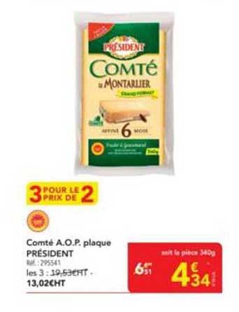 Comté A.O.P. plaque PRÉSIDENT