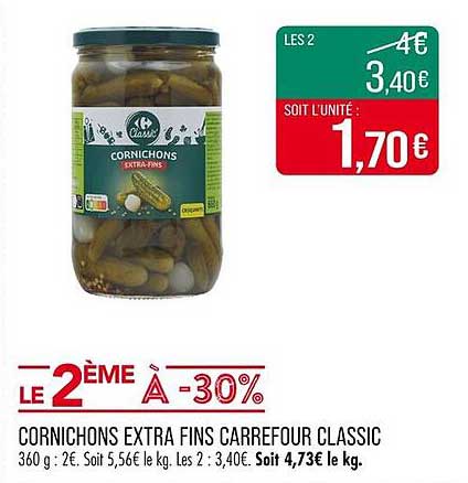CORNICHONS EXTRA FINS CARREFOUR CLASSIC