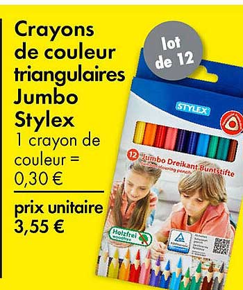 Crayons de couleur triangulaires Jumbo Stylex
