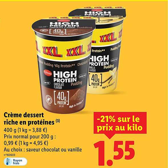 Crème dessert riche en protéines