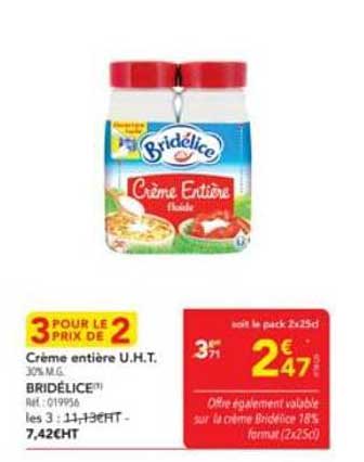 Crème entière U.H.T. 30% M.G.