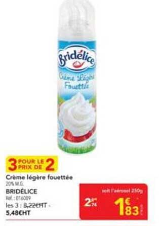 Crème légère fouettée 20% M.G. BRIDELICE