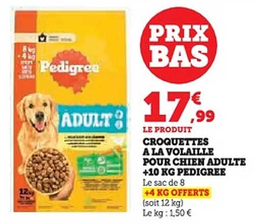 CROQUETTES À LA VOLAILLE POUR CHIEN ADULTE +10 KG PEDIGREE
