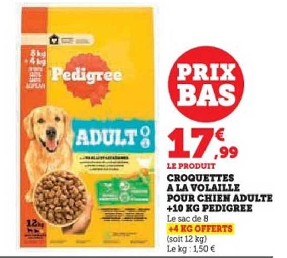 CROQUETTES A LA VOLAILLE POUR CHIEN ADULTE +10 KG PEDIGREE