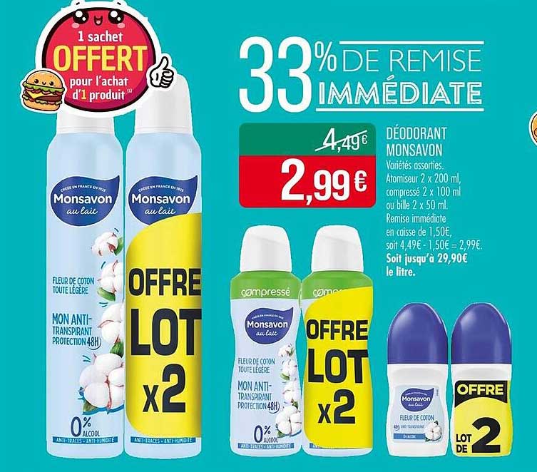 Déodorant Monsavon - Offre Lot x2