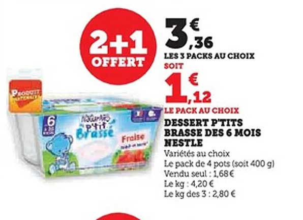 DESSERT P'TITS BRASSE DES 6 MOIS NESTLE