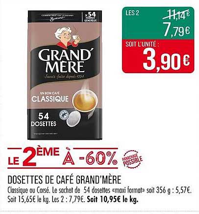 DOSSETTES DE CAFÉ GRAND'MÈRE