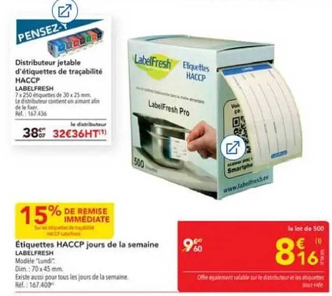 Étiquettes HACCP jours de la semaine