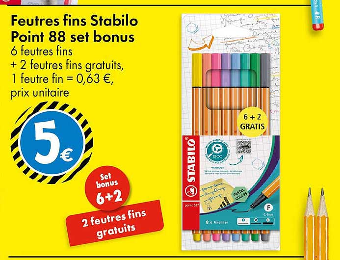Feutres fins Stabilo Point 88 set bonus