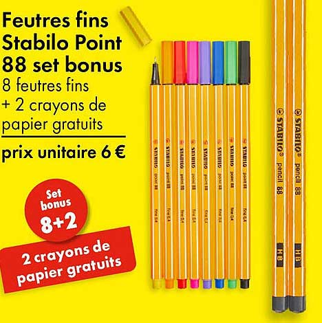 Feutres fins Stabilo Point 88 set bonus