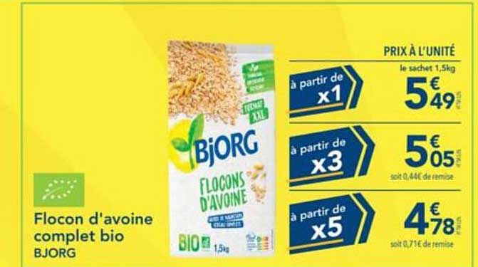 Flocon d'avoine complet bio BJORG