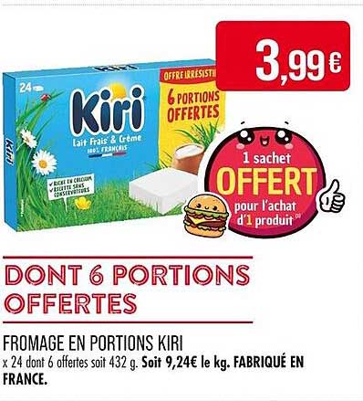 Fromage en portions Kiri - 6 portions offertes