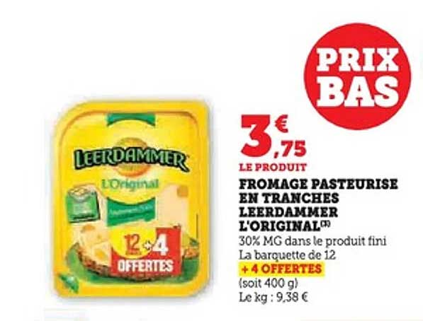 FROMAGE PASTEURISE EN TRANCHES LEERDAMMER L'ORIGINAL