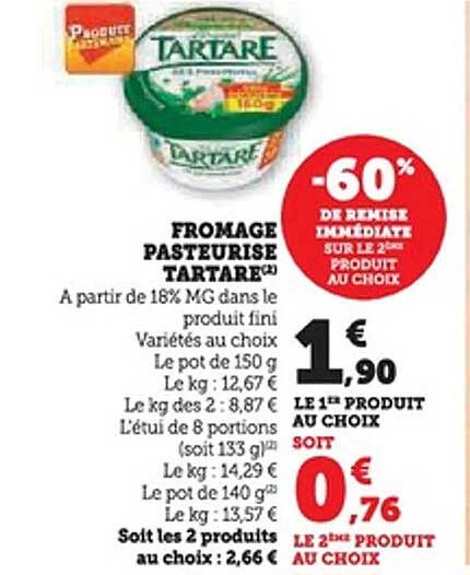 FROMAGE PASTEURISE TARTARE