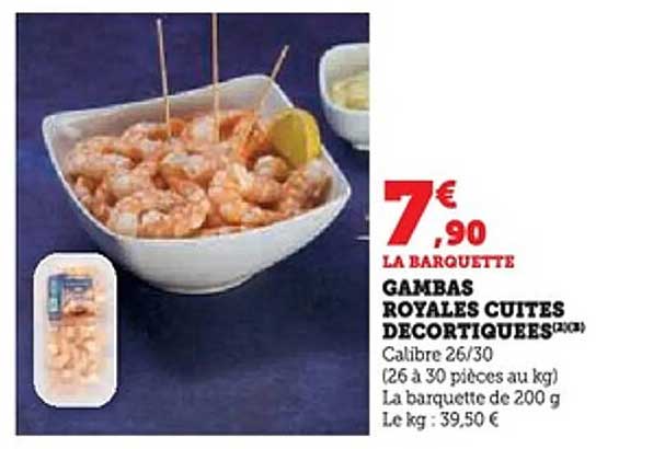 GAMBAS ROYALES CUITES DECORTIQUEES (26/30)