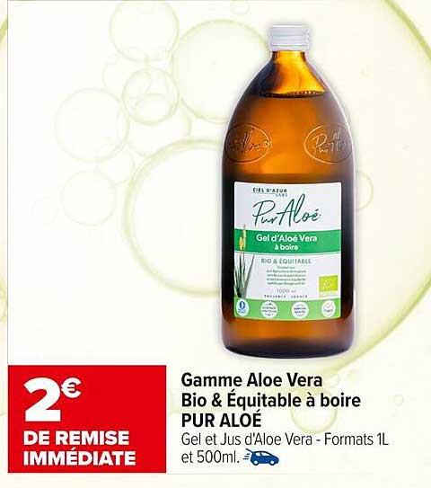 Gamme Aloe Vera Bio & Équitable à boire PUR ALORÉ