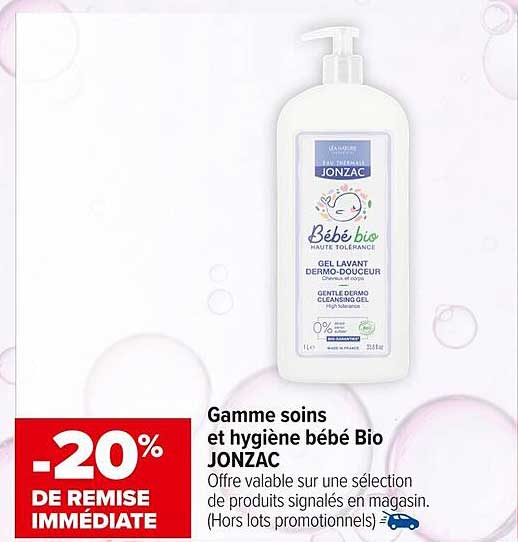 Gamme soins et hygiène bébé Bio JONZAC