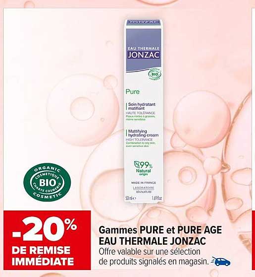 Gammes PURE et PURE AGE EAU THERMALE JONZAC