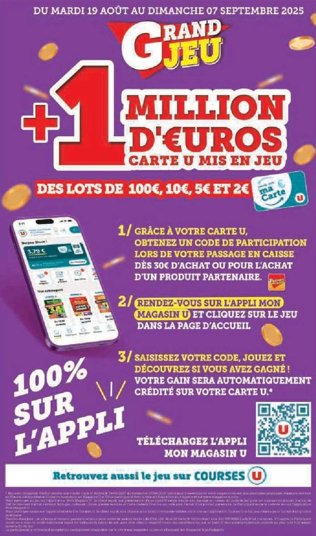 GRAND JEU +1 MILLION D'EUROS CARTE U MIS EN JEU
