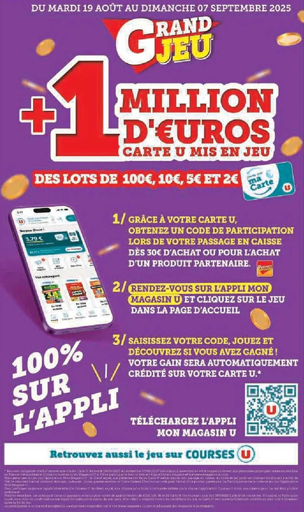 GRAND JEU +1 MILLION D'EUROS CARTE U MIS EN JEU