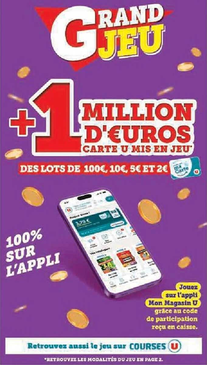 GRAND JEU +1 MILLION D'€UROS CARTE U MIS EN JEU