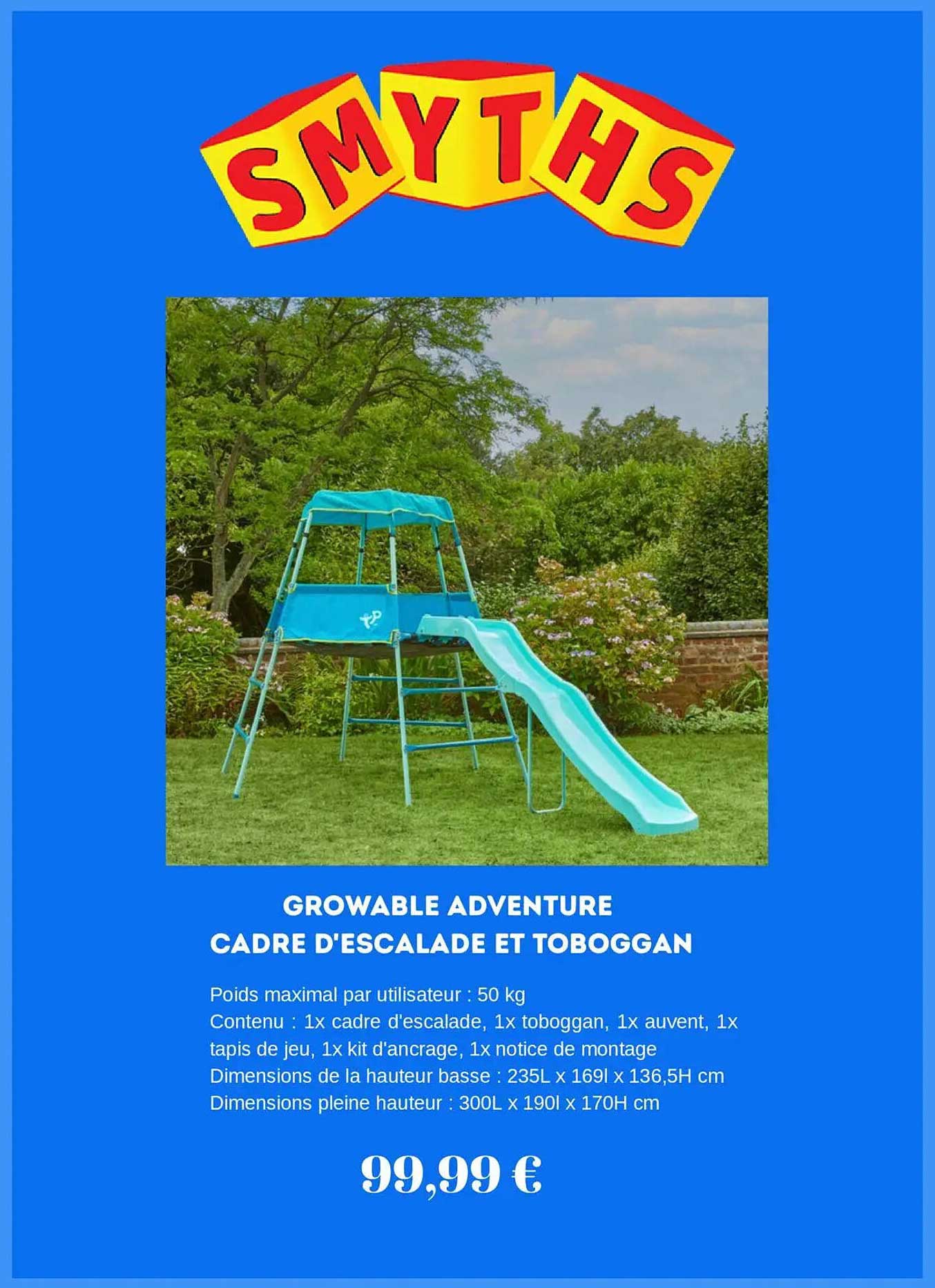GROWABLE ADVENTURE CADRE D'ESCALADE ET TOBOGGAN