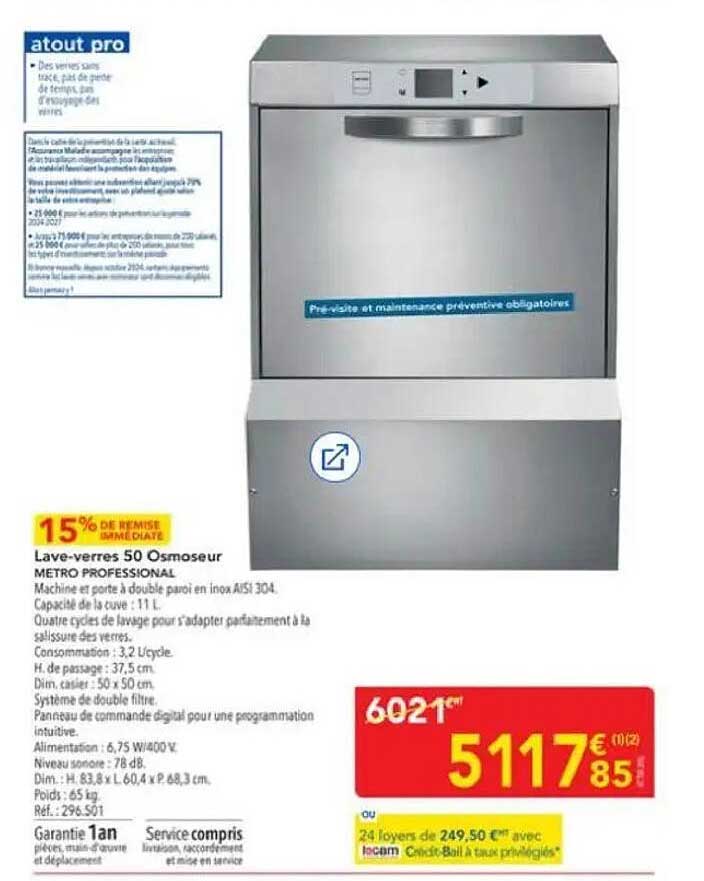 Lave-verres 50 Osmoseur METRO PROFESSIONAL