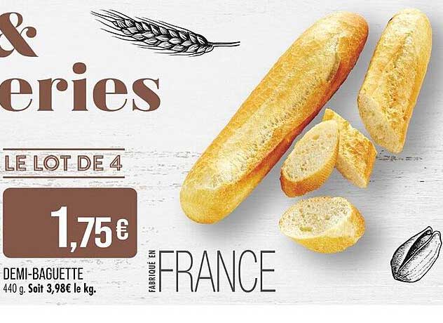 LE LOT DE 4 DEMI-BAGUETTES