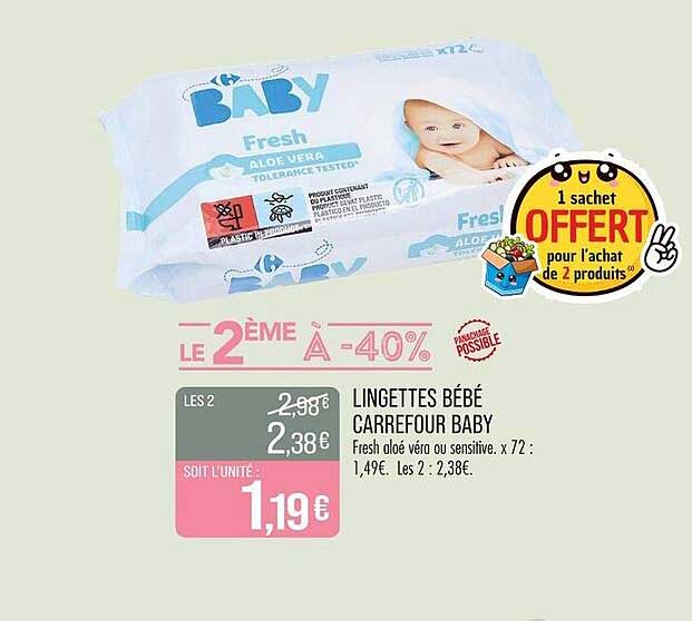 LINGETTES BÉBÉ CARREFOUR BABY