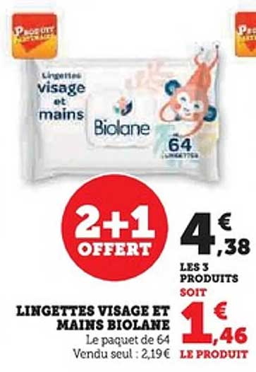 LINGETTES VISAGE ET MAINS BIOLANE