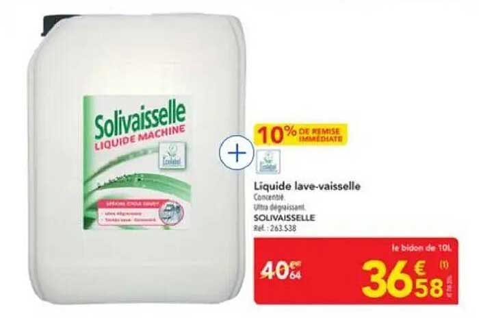 Liquide lave-vaisselle 10% de remise immédiate