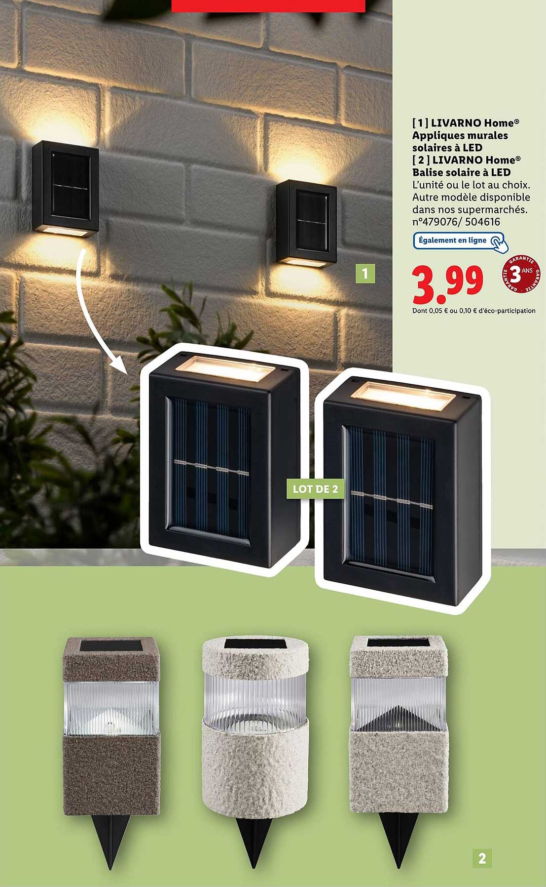 LIVARNO Home® Appliques murales solaires à LED