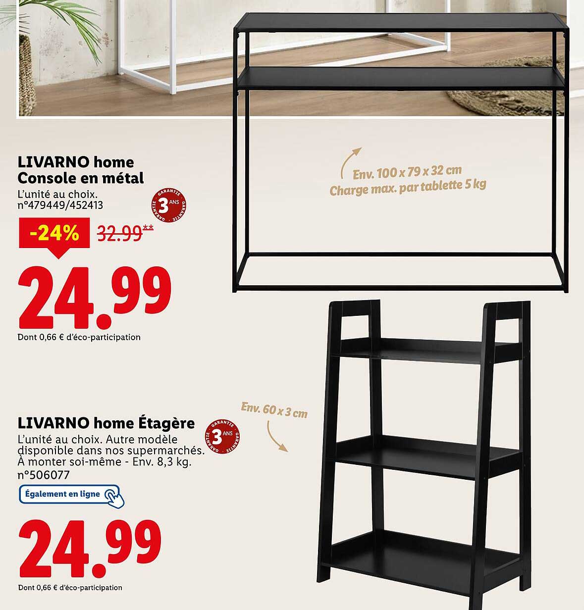 LIVARNO home Console en métal et LIVARNO home Étagère